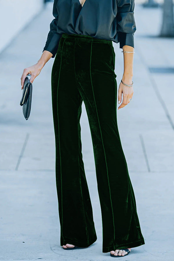 Perfect Glam High Rise Velvet Flare Pants