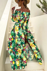 Our Love Connection Tropical Off Shoulder Maxi Dress