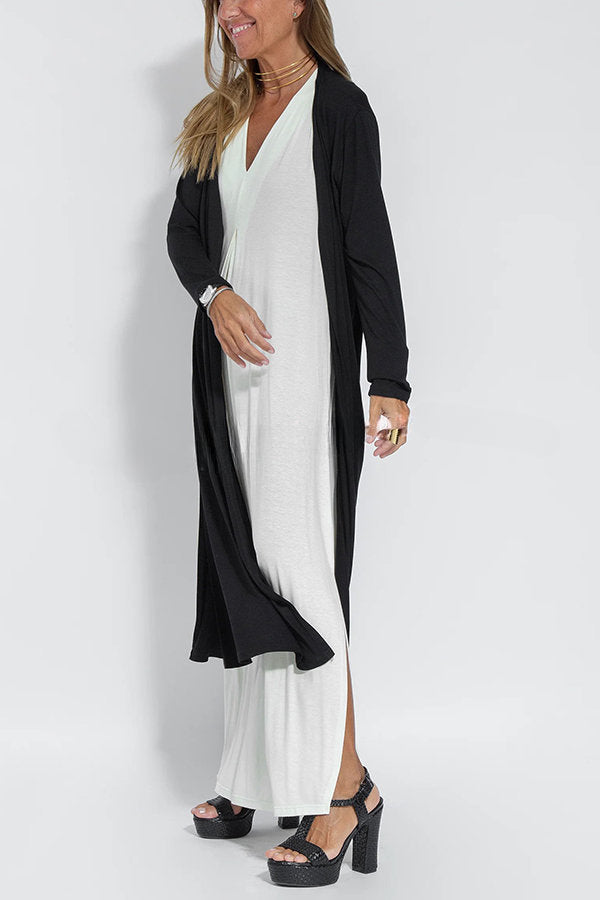 Shades of Happiness Knit Solid Color Slit Drape Cardigan