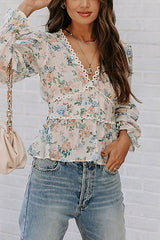 Sira Floral Crochet Peplum Blouse