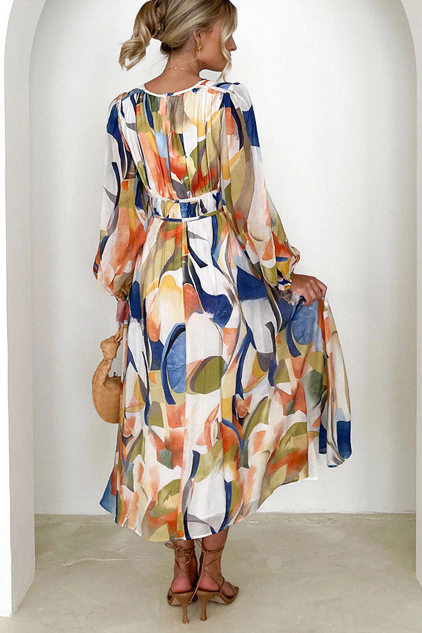 Eclipse Season Printed Long Sleeve Flowy Maxi Dress