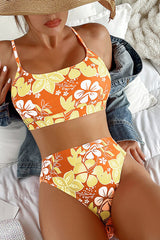 Daring Heart Floral High Waist Bikini Set