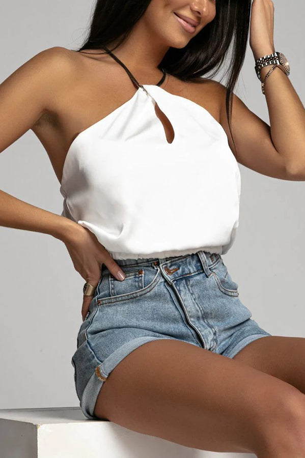 Wished for More Halter Neck Satin Top