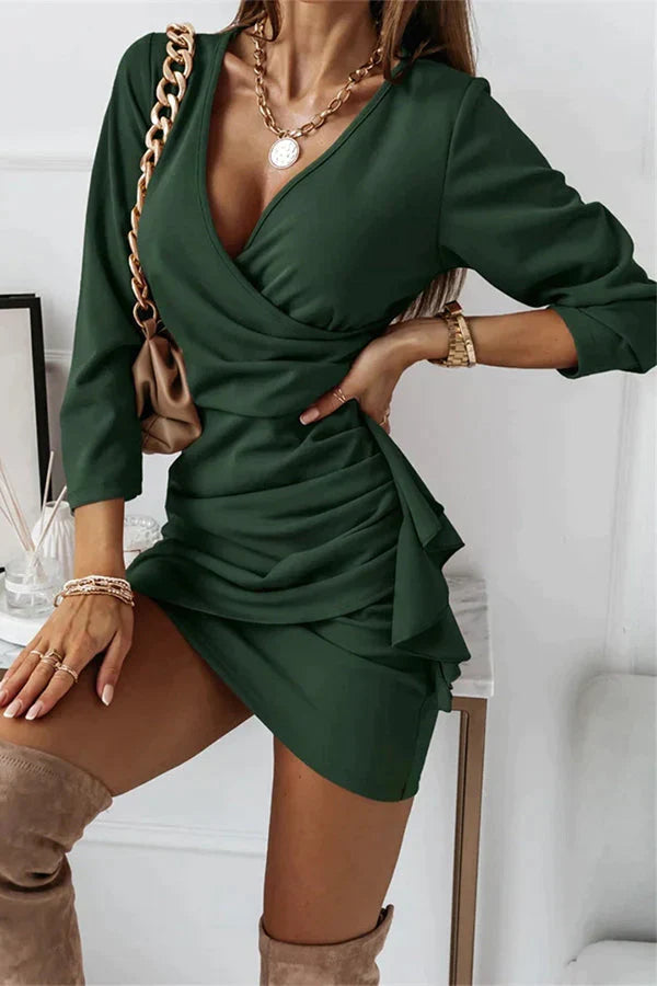 Dare To Be You Ruched Long Sleeve Mini Dress