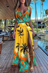 Sweet By The Sea Printed Slit Cover-Up Maxi Dress