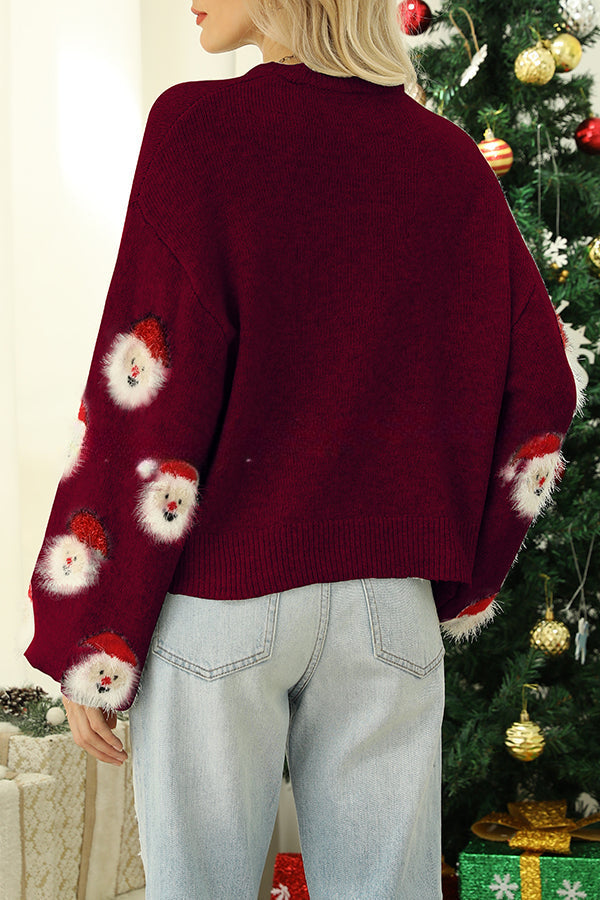 Christmas Print Crew Neck Long Sleeve Sweater