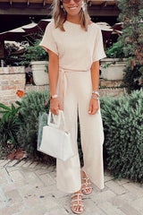 Spring Scene Tie Loose Jumpsuit