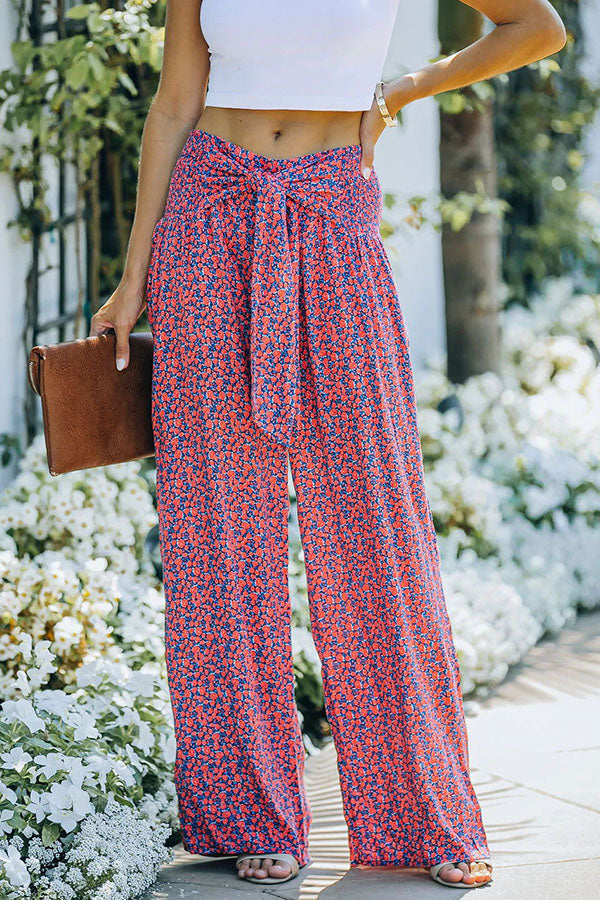 Kassidy Floral High Rise Tie Front Wide Leg Pants