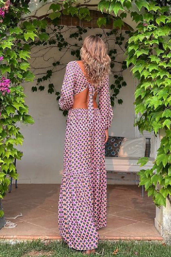 Serene Dreams Printed Side Cutout Elastic Waist Maxi Dress