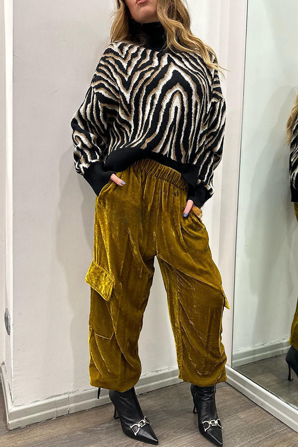 Small Town Romance Velvet Pocketed Elastic Waist Joggers