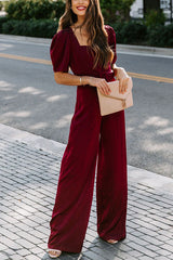 Gala So Grand Velvet Belted Wide Leg Jumpsuit