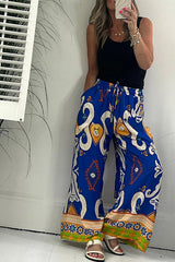 Queen of Hearts Printed Pocketed Drawstring Elastic Waist Pants